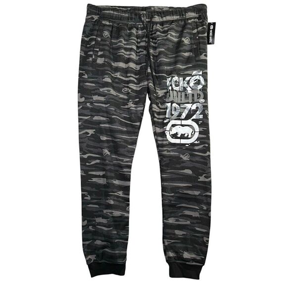 NWT Ecko Sweatpants Mens 3XL Loose Rivaled Fleece Jogger Camo Drawstring Stretch - Picture 1 of 10